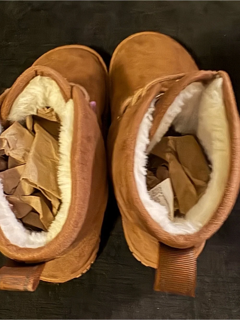 Kids Brown Fleece-Lined Ankle Boots size 1